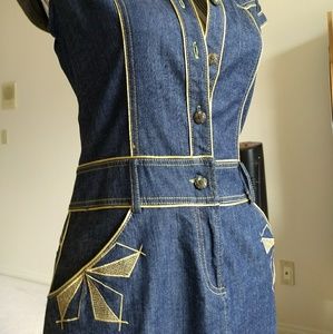 NWOT Denim Gold Detail Shirt Dress